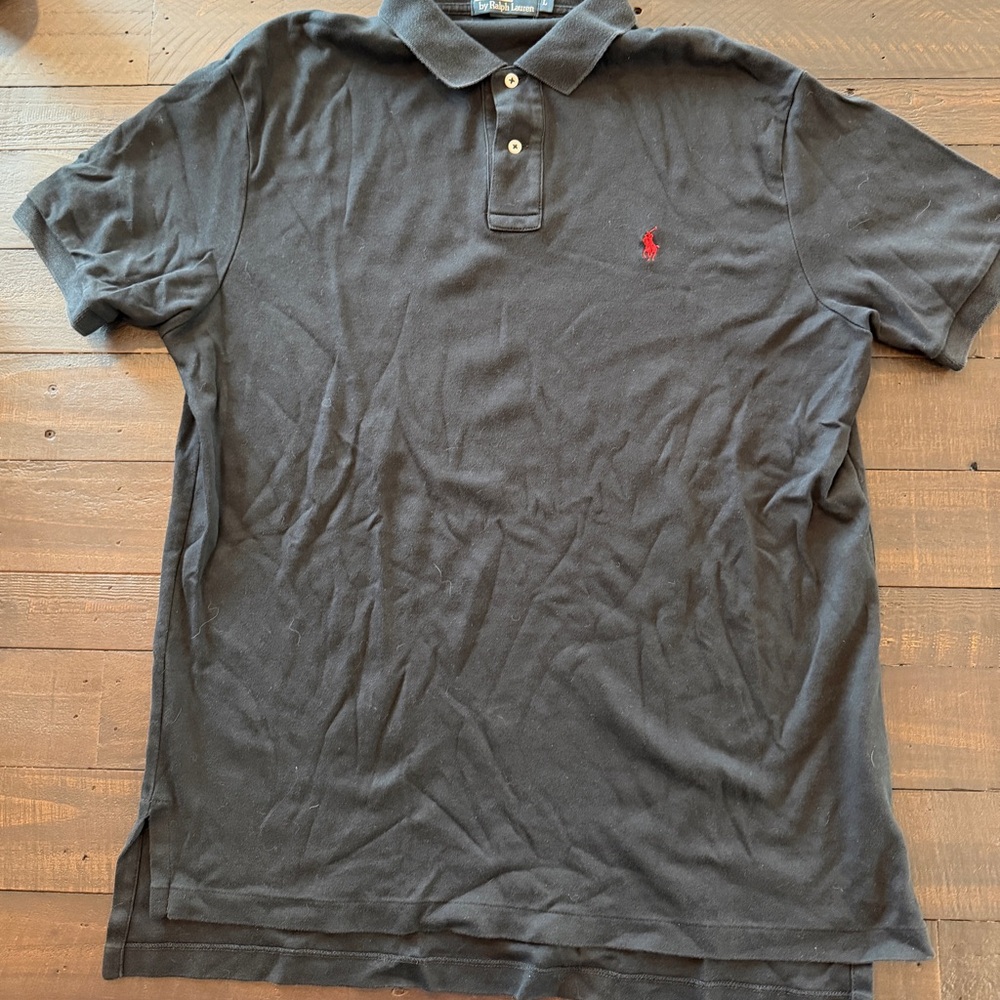 Ralph Lauren Black Polo with Red Pony Embroidery